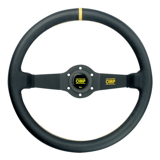 Volante OMP Rally a Calice (95 mm), Pelle Nera, Razze Nere