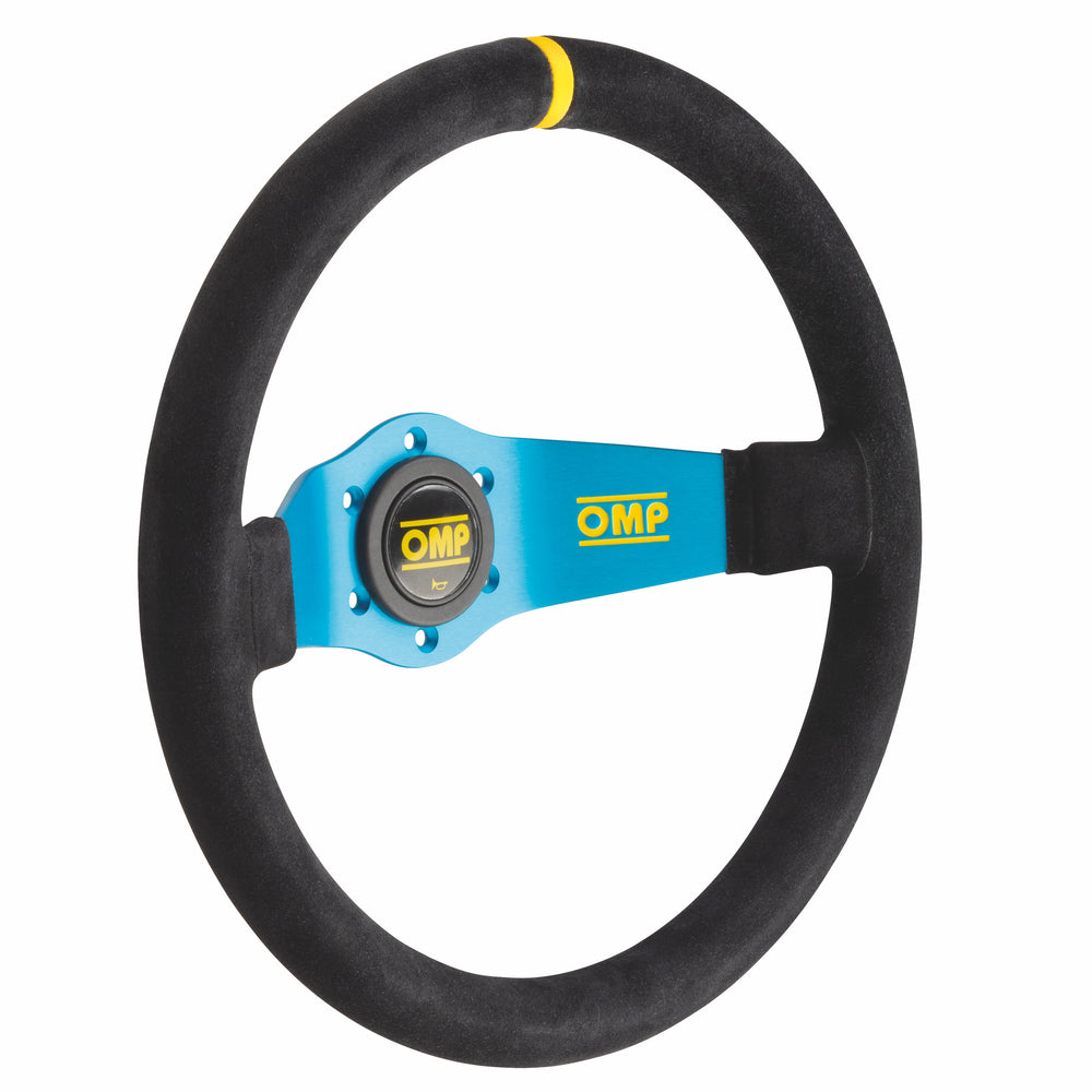 Volante OMP Rally a Calice (95 mm), Scamosciato Nero, Razze Blu