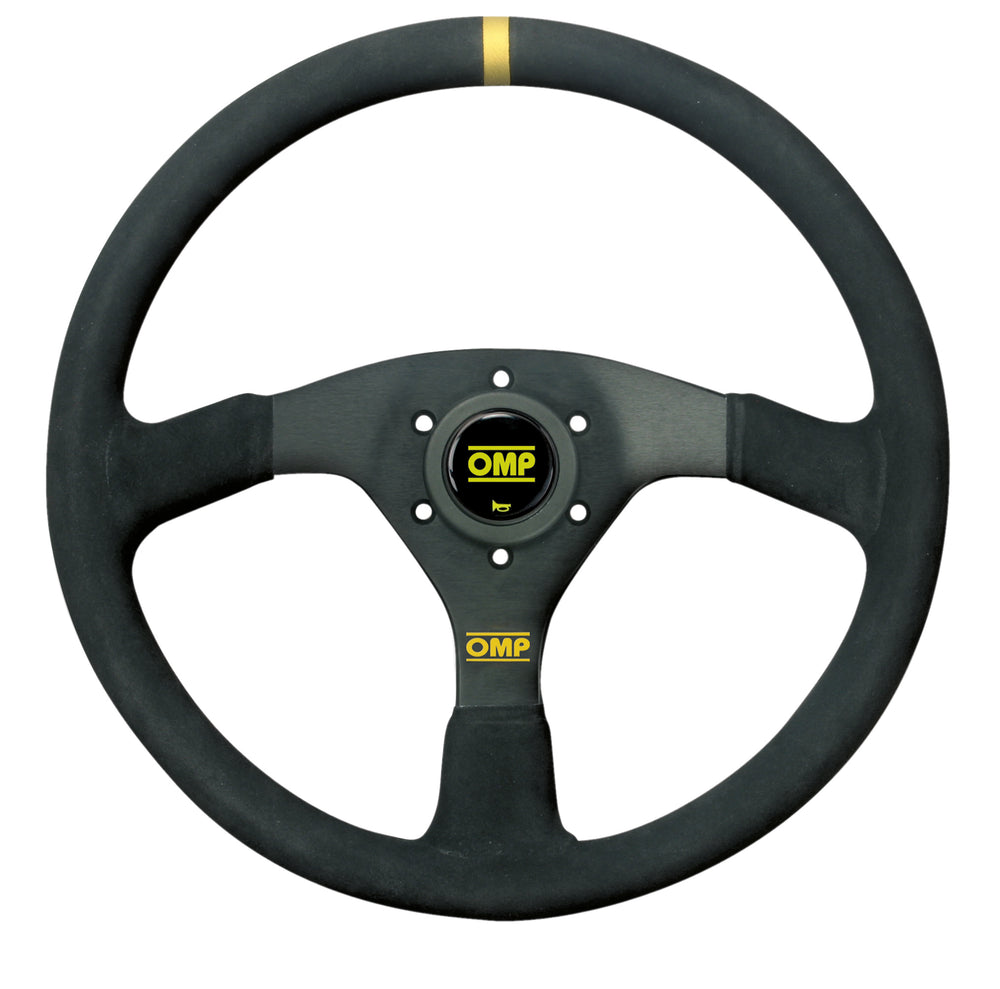 Volante OMP Velocità 380 mm Piatto, Scamosciato Nero, Razze Nere