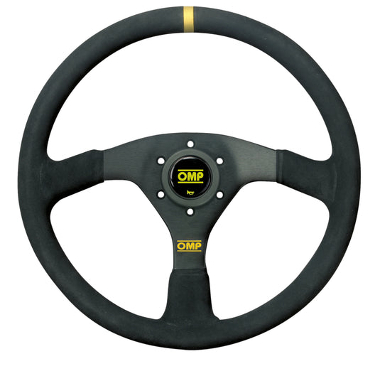 Volante OMP Velocità 380 mm Piatto, Scamosciato Nero, Razze Nere