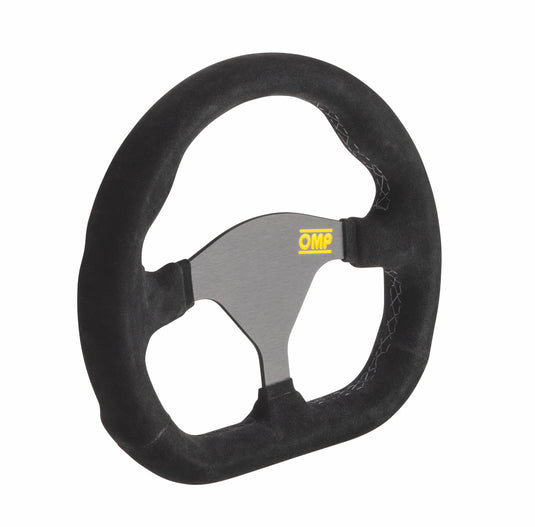 Volante OMP Formula Quadro Piatto, Scamosciato Nero, Razze Nere