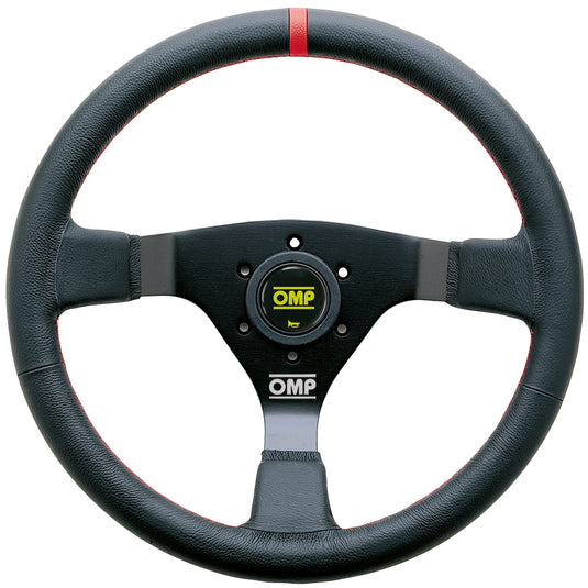 Volante OMP WRC a Calice (70 mm), Pelle Nera, Razze Nere, Cuciture Rosse
