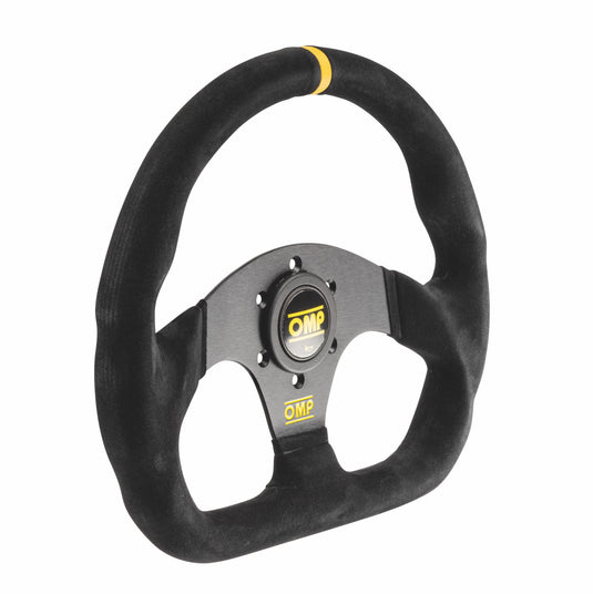 Volante OMP Superquadro Piatto, Scamosciato Nero, Razze Nere
