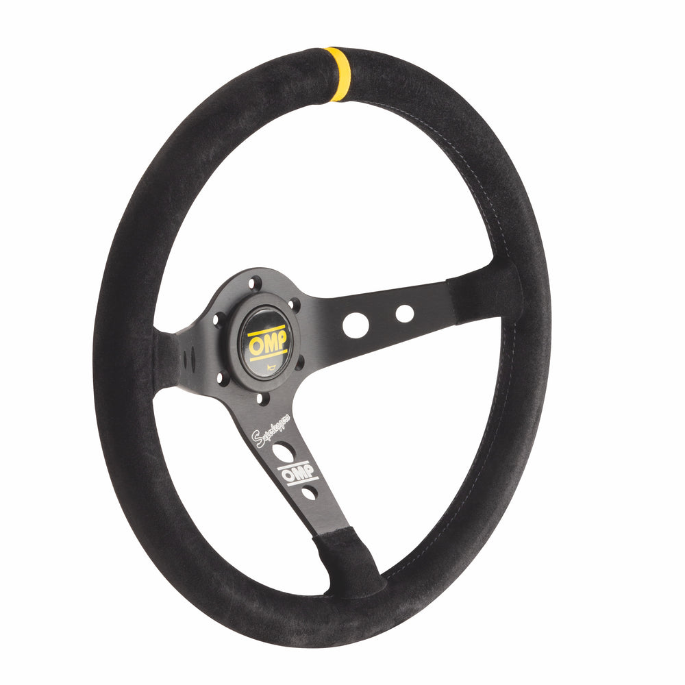 Volante OMP Corsica Superleggero a Calice (95 mm), Scamosciato Nero, Razze Nere