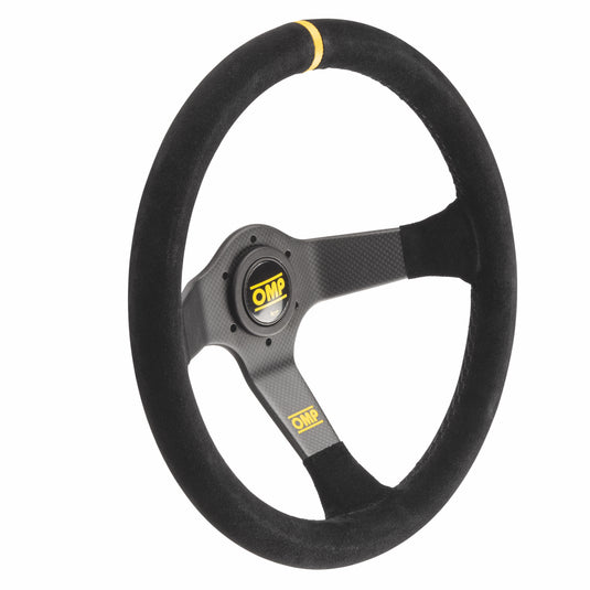 Volante OMP 350 Carbon D a Calice (95 mm), Scamosciato Nero, Razze in Carbonio