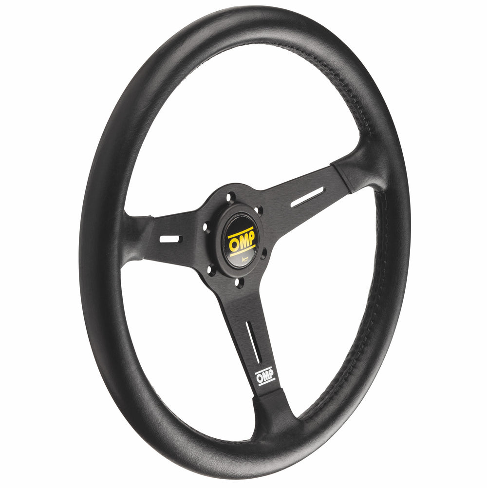 Volante OMP Sand Piatto, Poliuretano Nero, Razze Nere