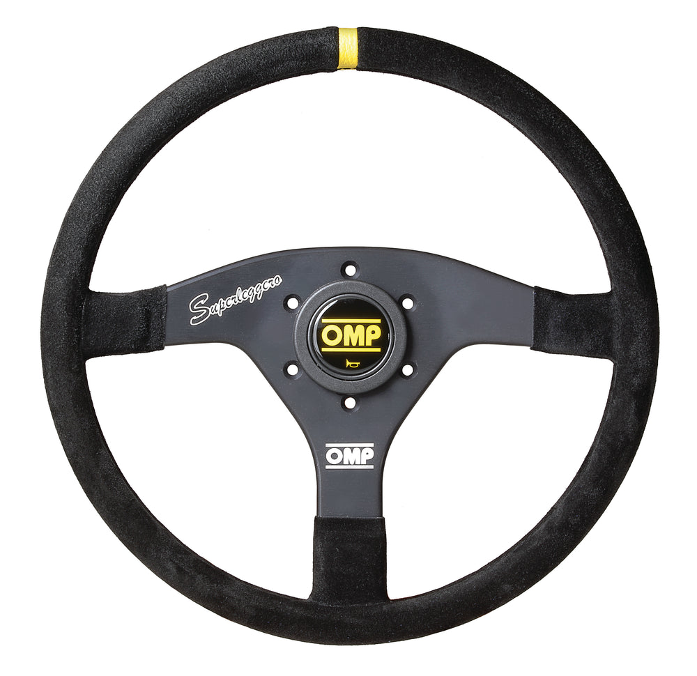 Volante OMP Velocità OV Superleggero Piatto, Scamosciato Nero, Razze Nere