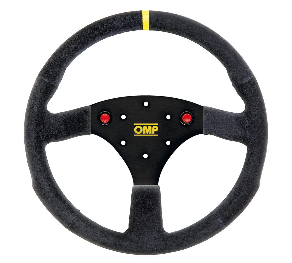 Volante OMP 320 ALU SP Piatto, Scamosciato Nero, Razze Nere