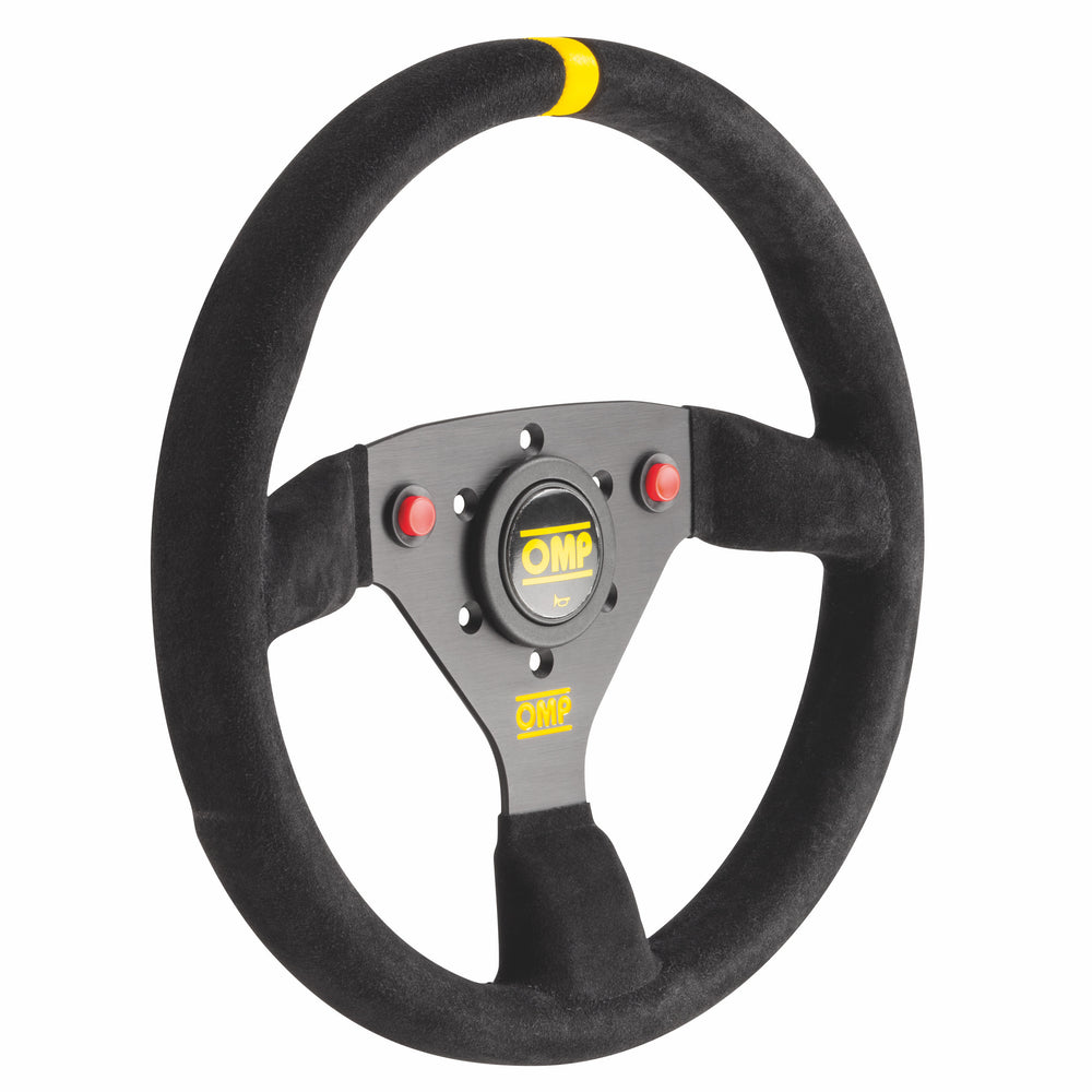 Volante OMP 320 ALU S Piatto, Scamosciato Nero, Razze Nere