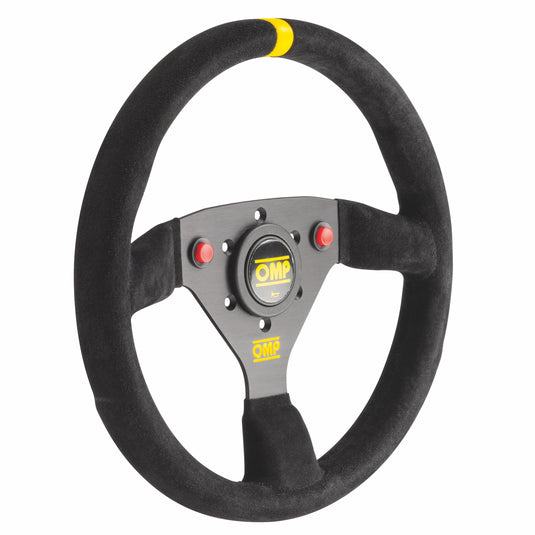 Volante OMP 320 ALU S Piatto, Scamosciato Nero, Razze Nere