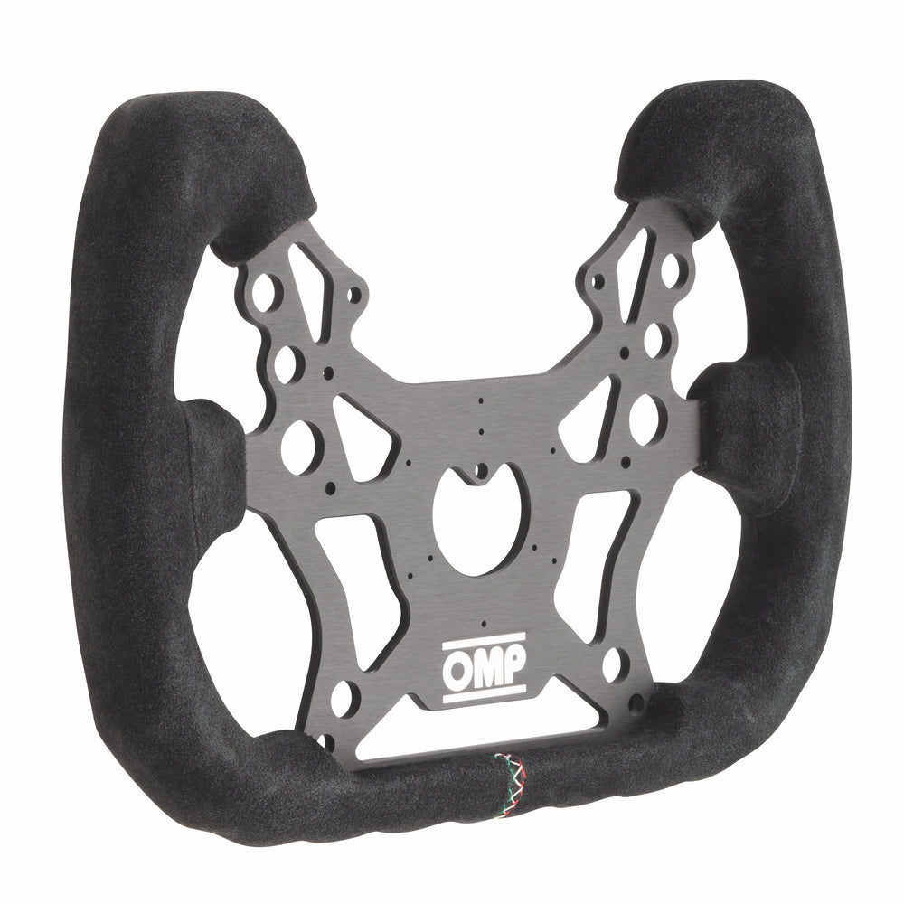 Volante OMP 310 ALU GT Piatto, Scamosciato Nero, Razze Nere