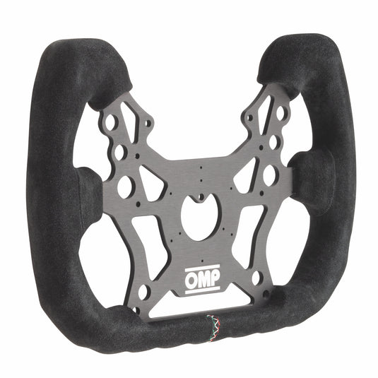 Volante OMP 310 ALU GT Piatto, Scamosciato Nero, Razze Nere