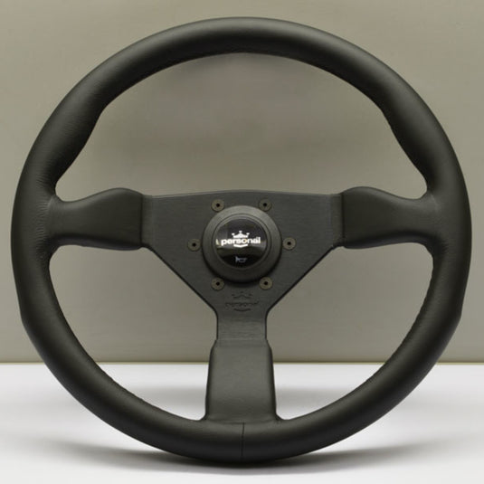 Volante Personal Grinta (330 mm) Pelle Nera, Razze Nere, Cuciture Nere