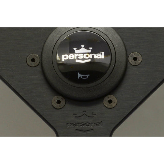 Volante Personal Grinta (330 mm) Pelle Nera, Razze Nere, Cuciture Nere