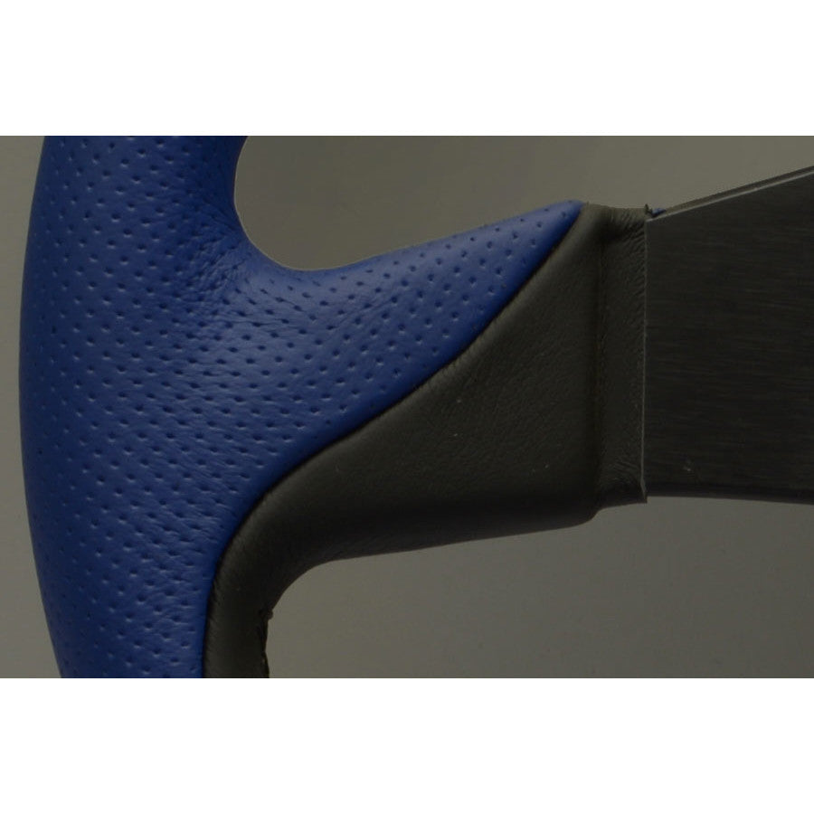 Volante Personal Thunder (350 mm) Pelle Nera & Pelle Blu Forata, Razze Nere