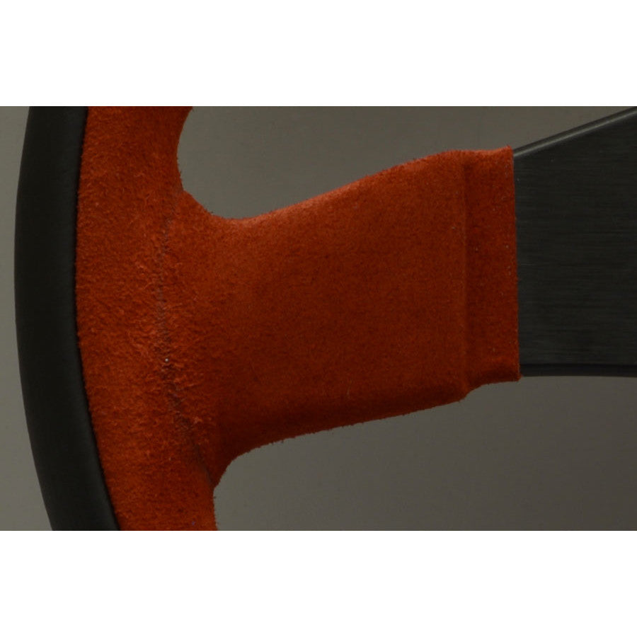 Volante Personal Pole Position (330 mm) Pelle Nera & Scamosciato Rosso, Razze Nere, Logo Rosso