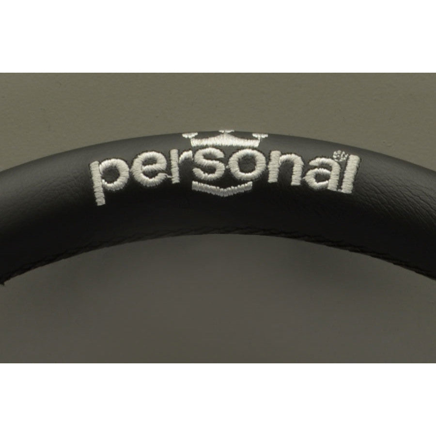 Volante Personal Pole Position (330 mm) Pelle Nera & Scamosciato Nero, Razze Nere, Logo Argento