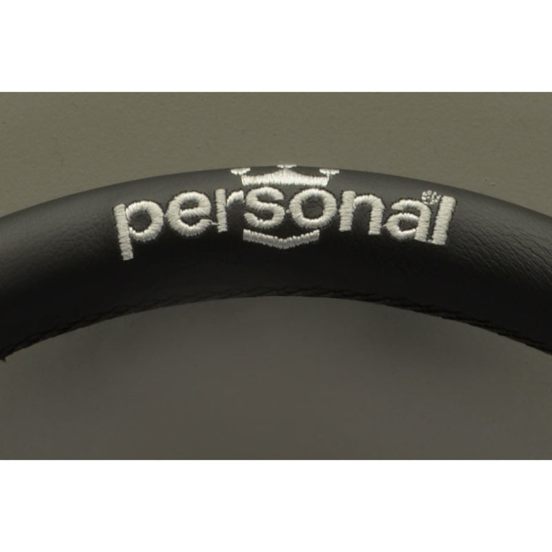 Carica immagine in Galleria Viewer, Volante Personal Pole Position (330 mm) Pelle Nera &amp; Scamosciato Nero, Razze Nere, Logo Argento
