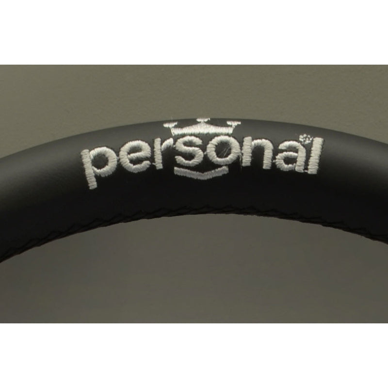 Carica immagine in Galleria Viewer, Volante Personal Pole Position (350 mm) Pelle Nera &amp; Scamosciato Nero, Razze Nere, Logo Argento
