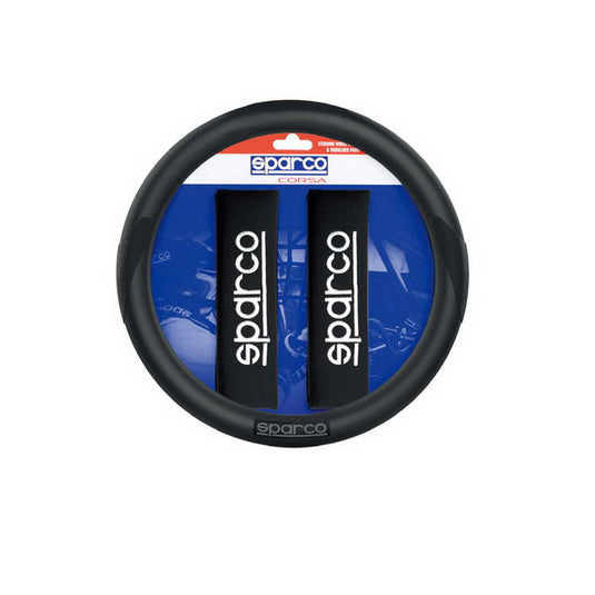 CONFEZIONE COPRIVOLANTE + 2 MANICOTTI SPARCO NERI
