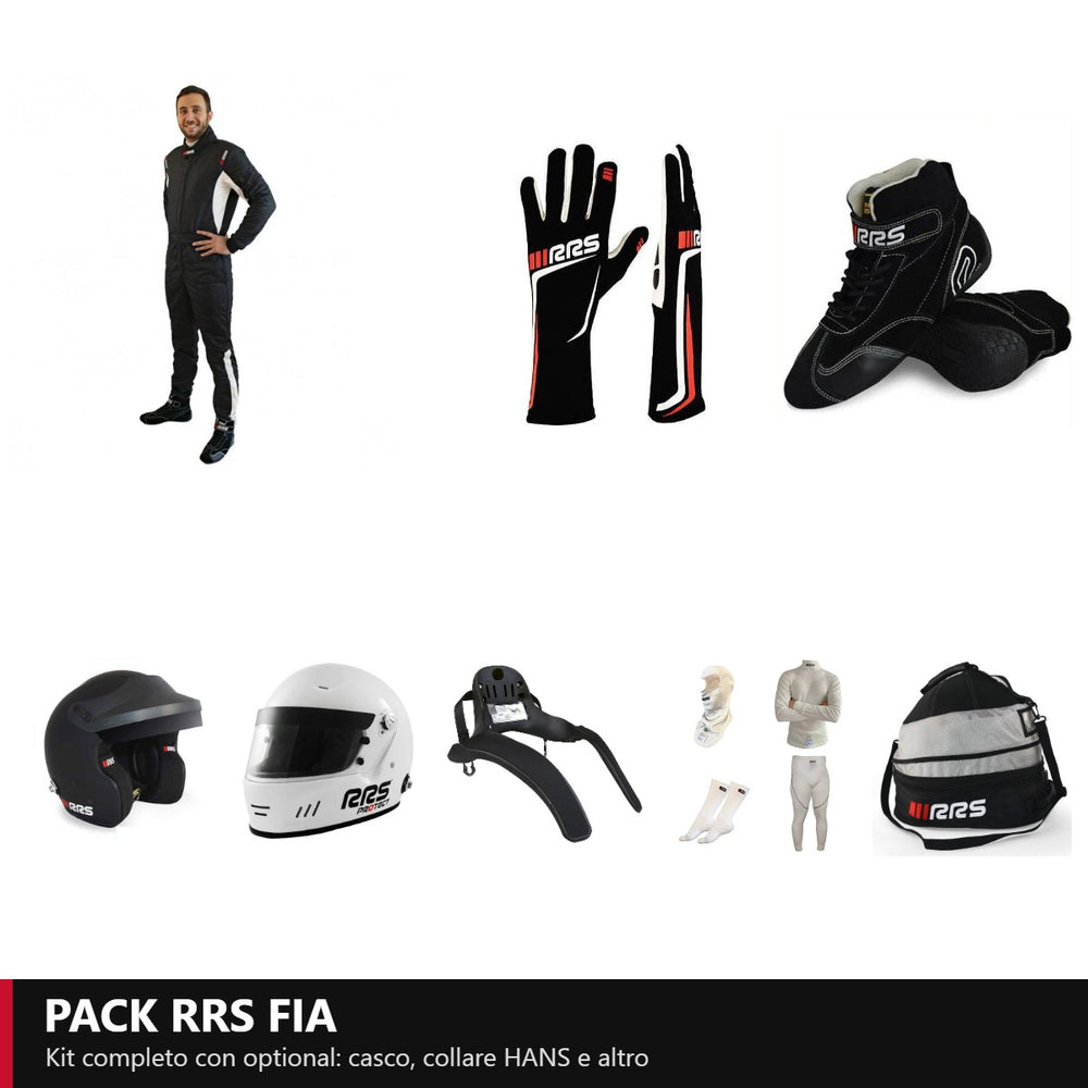 Pack Promozionale Equipaggiamento Pilota RRS FIA - kit completo con casco, collare HANS e sottotuta