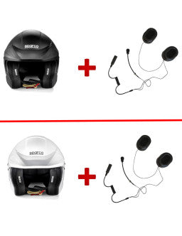 Pack Start casco Sparco Flux RJ + kit micro / altoparlante