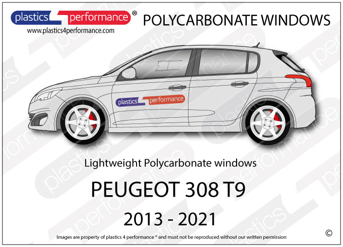 Vetri in Policarbonato per Peugeot 308 II Berlina 5 Porte