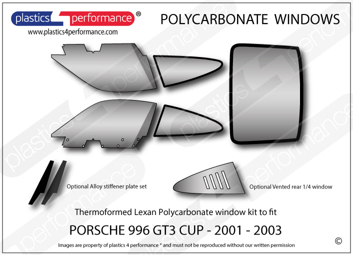 Carica immagine in Galleria Viewer, Vetri in Policarbonato per Porsche 911 GT3 Cup (996)
