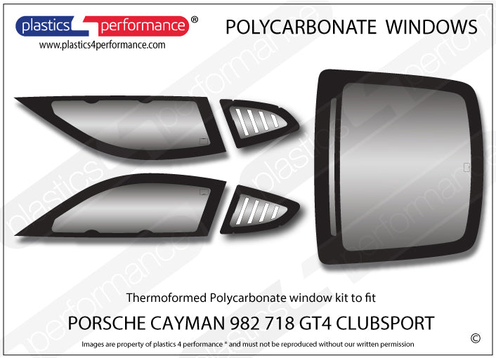 Vetri in Policarbonato per Porsche 718 Cayman GT4 Clubsport (982)