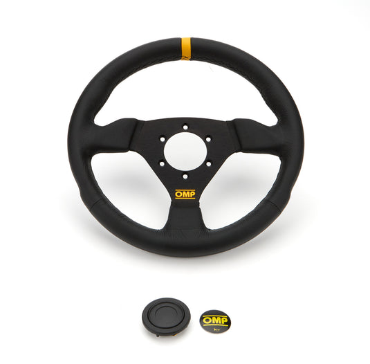 Volante OMP Trecento Piatto, Pelle Nera, Razze Nere