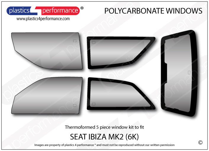 Carica immagine in Galleria Viewer, Vetri in Policarbonato per Seat Ibiza MK2 6K
