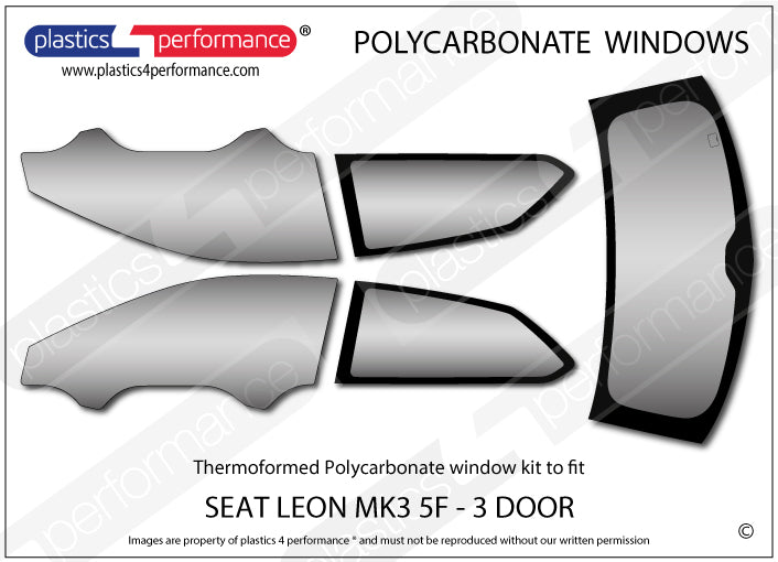 Vetri in Policarbonato per Seat Leon MK3 5F 3 Porte