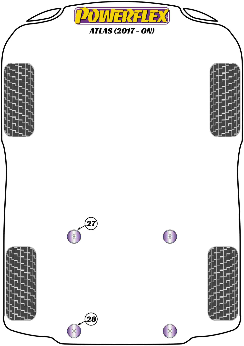 Schema silent block Powerflex per VW Atlas (2017+)