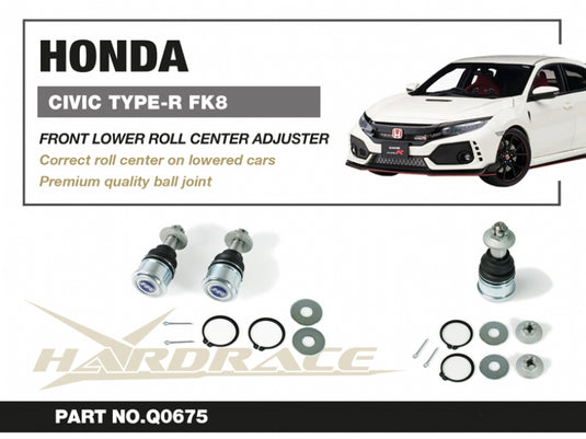 Snodi Sospensione Anteriori Allungati Hardrace con Correzione del Centro di Rollio per Honda Civic Type R FK8 (17-22) - foto 2