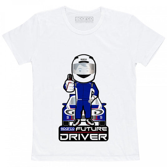 T-Shirt Bambino Sparco Future Driver - Bianco
