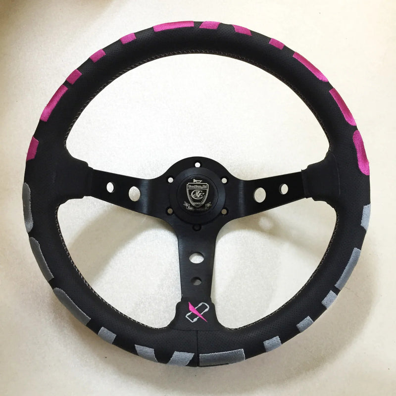 Carica immagine in Galleria Viewer, Volante Vertex 1996 / Rosa a Calice (90 mm), Pelle Nera, Razze Nere - 33 cm
