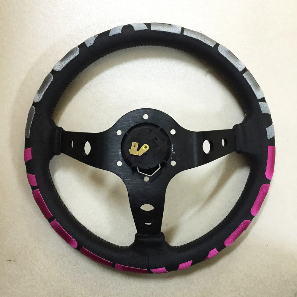 Volante Vertex 1996 / Rosa a Calice (90 mm), Pelle Nera, Razze Nere - 33 cm