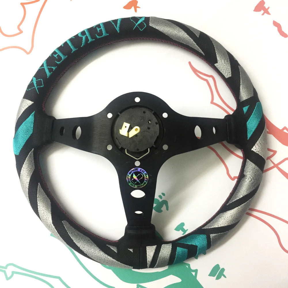 Volante Vertex Line Labyrinth a Calice (90 mm), Pelle Nera, Razze Nere - 33 cm