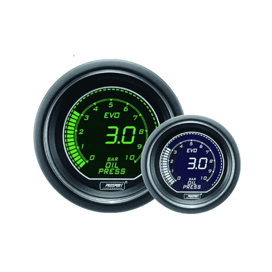 ManometroDigital Pro-Sport Pressione Olio 52mm 0 a 7Bar Verde/Bianco