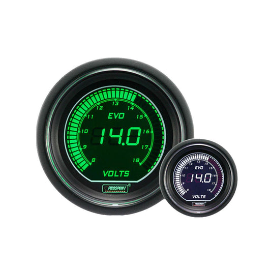 Strumento Digital Pro-Sport Voltmetro 52mm 8 a 18Volt Verde/Bianco