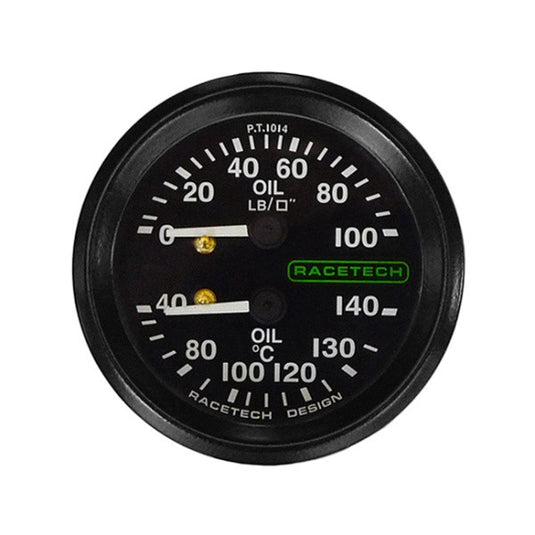 Strumento Pressione Olio 100 PSI / Temperatura Olio 140°C Racetech Illuminato