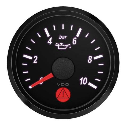 Strumento Pressione Olio VDO SingleViu Diametro 52mm Fondo Nero 0-10Bar