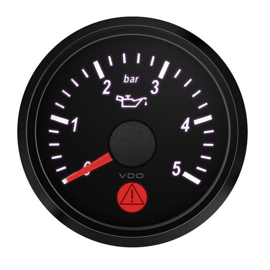 Strumento Pressione Olio VDO SingleViu Diametro 52mm Fondo Nero 0-5Bar