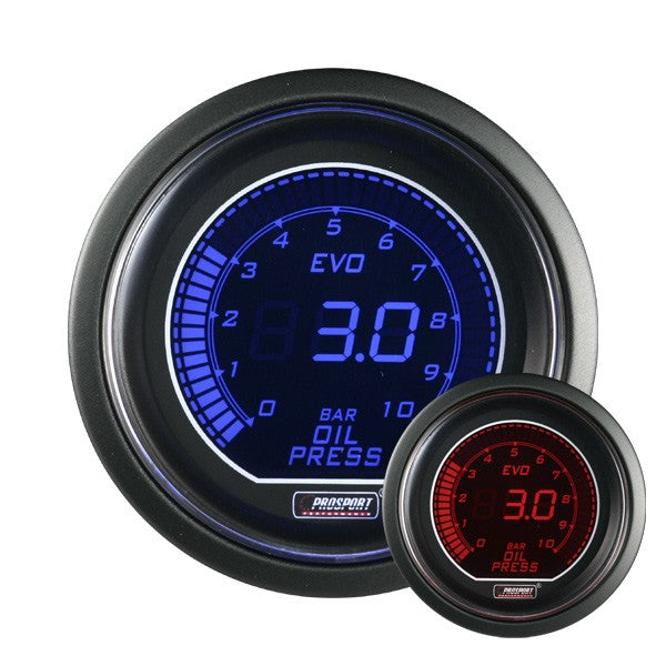 Strumento Prosport Pressione Olio Digitale Diametro 52mm 0 a 7 Bar + Sonda