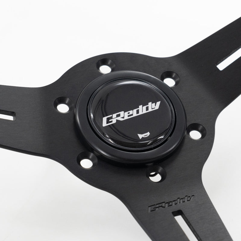 Carica immagine in Galleria Viewer, Volante GReddy "Standard Type" a Calice (47 mm), Scamosciato Nero, Razze Nere - 340 mm
