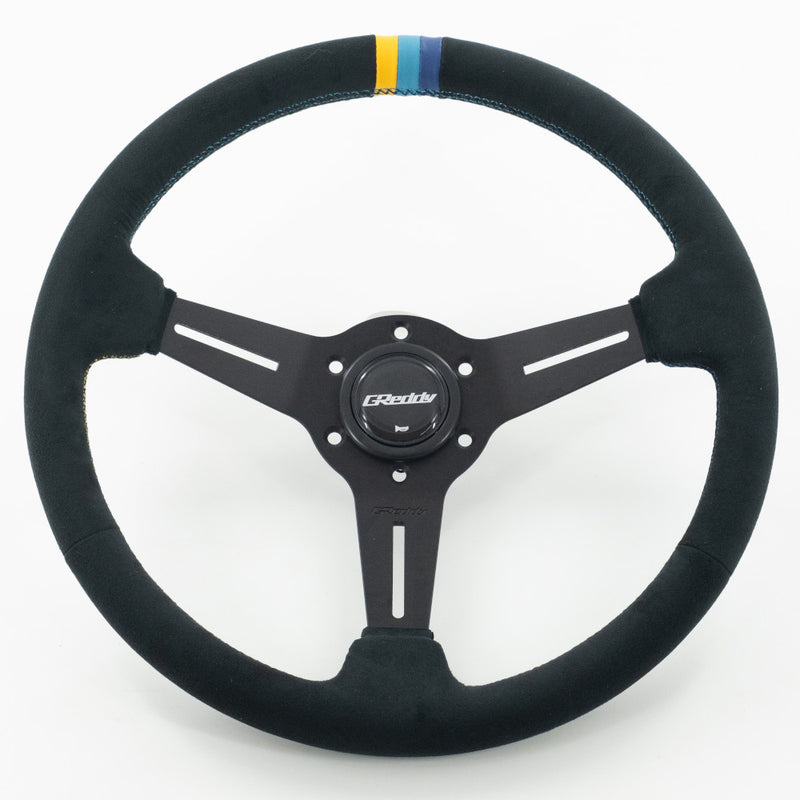 Carica immagine in Galleria Viewer, Volante GReddy "Standard Type" a Calice (47 mm), Scamosciato Nero, Razze Nere - 340 mm
