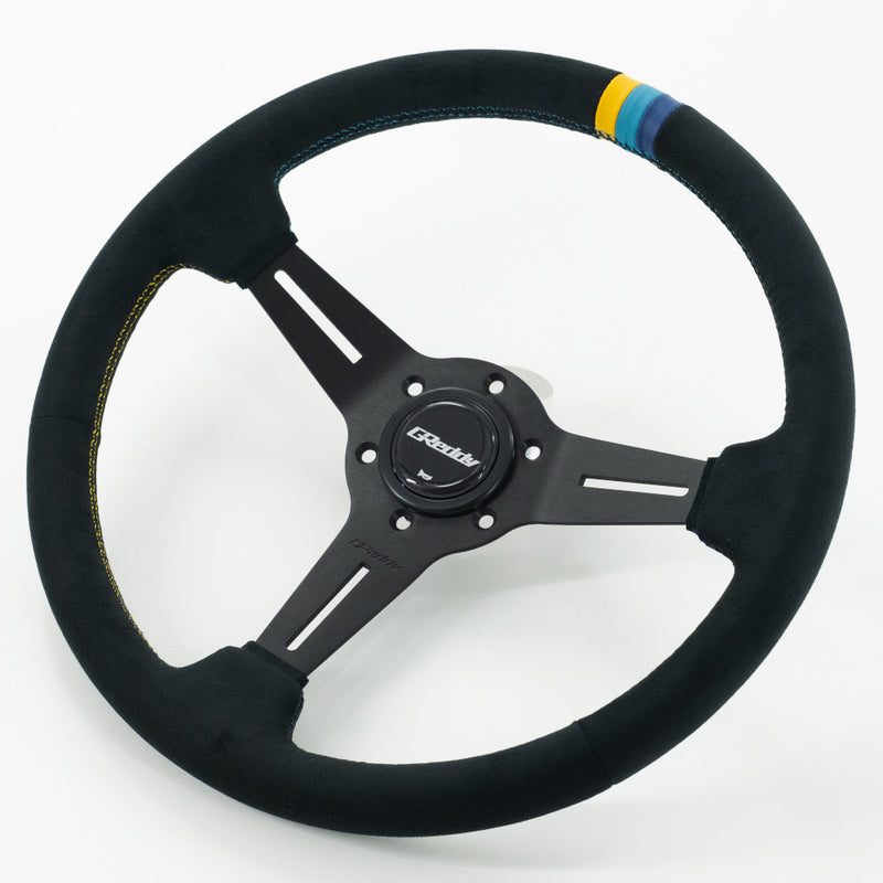 Carica immagine in Galleria Viewer, Volante GReddy "Standard Type" a Calice (47 mm), Scamosciato Nero, Razze Nere - 340 mm
