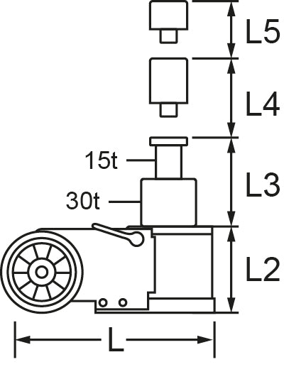 Cric Idropneumatico 30 T / 15 T Pieghevole KS Tools