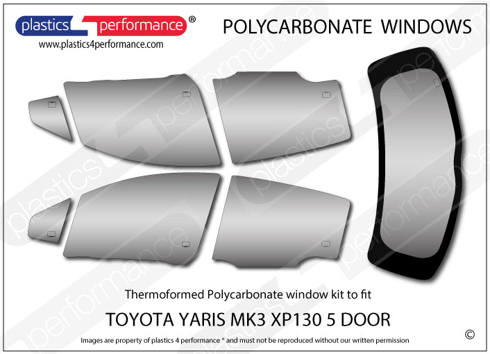 Vetri in Policarbonato per Toyota Yaris 3 XP130 5 Porte