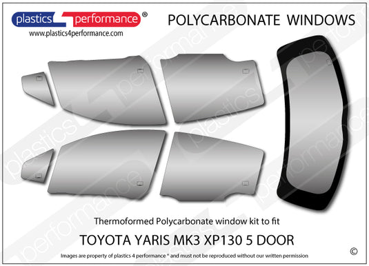 Vetri in Policarbonato per Toyota Yaris 3 XP130 5 Porte